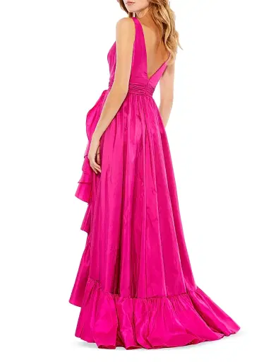 Mac Duggal Women's Satin Flounce V-Neck Gown | Thumbnail 2 Mac Duggal Women's Satin Flounce V-Neck Gown | Thumbnail 2
