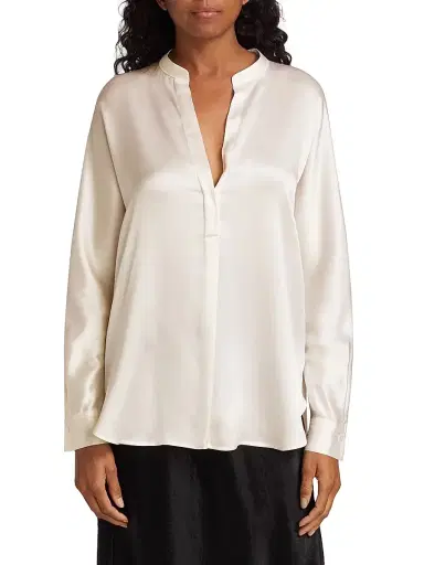 Vince Women's Silk Long-Sleeve Blouse | Thumbnail 4 Vince Women's Silk Long-Sleeve Blouse | Thumbnail 4