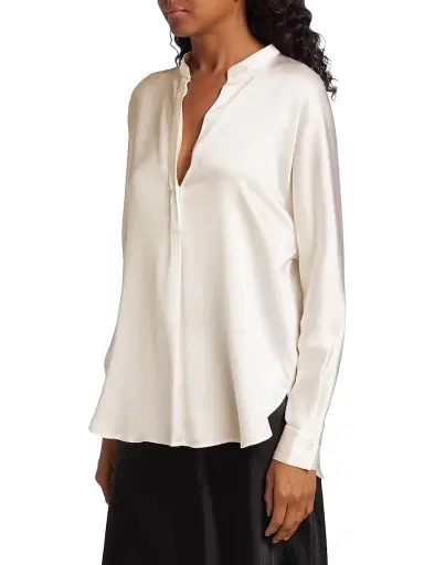 Vince Women's Silk Long-Sleeve Blouse - Optic White - Size 22 | Thumbnail 5 Vince Women's Silk Long-Sleeve Blouse - Optic White - Size 22 | Thumbnail 5