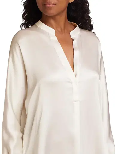 Vince Women's Silk Long-Sleeve Blouse - Optic White - Size 22 | Thumbnail 7 Vince Women's Silk Long-Sleeve Blouse - Optic White - Size 22 | Thumbnail 7