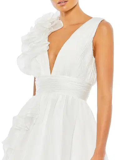 Mac Duggal Women's Ruffle Shoulder V-Neck Gown - White - Size 16 | Thumbnail 3 Mac Duggal Women's Ruffle Shoulder V-Neck Gown - White - Size 16 | Thumbnail 3