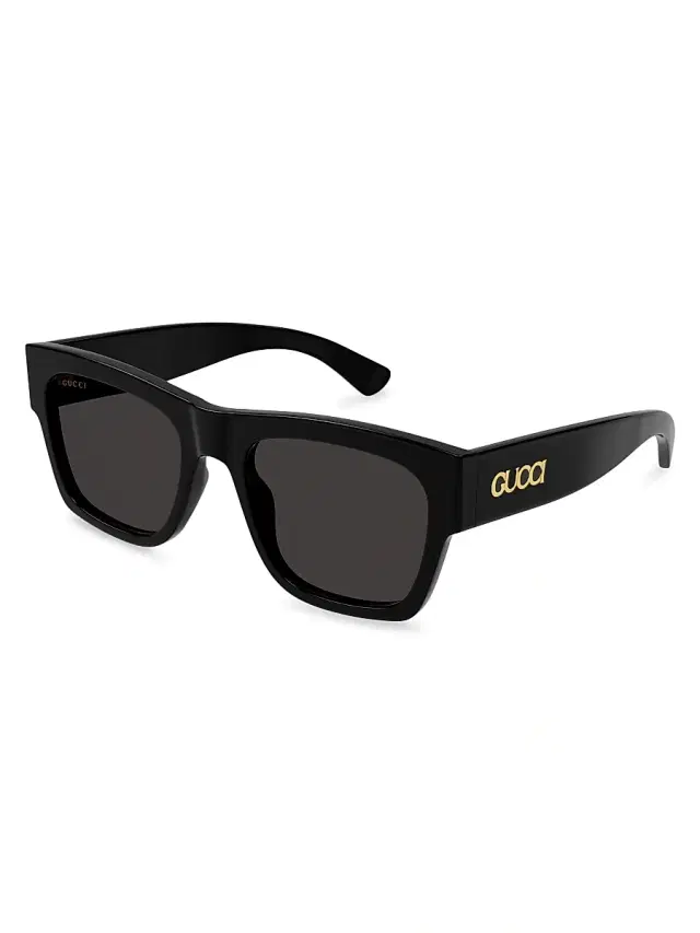 Gucci Men's 54MM Squared Sunglasses - Gold Black