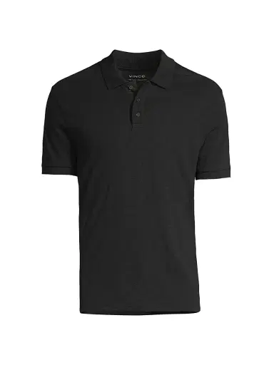 Vince Men's Classic Polo Shirt - Black - Size Small | Thumbnail 1 Vince Men's Classic Polo Shirt - Black - Size Small | Thumbnail 1