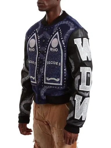 Who Decides War Men's Hardware Cathedral Varsity Jacket - Coal Indigo - Size XXXL | Thumbnail 3 Who Decides War Men's Hardware Cathedral Varsity Jacket - Coal Indigo - Size XXXL | Thumbnail 3