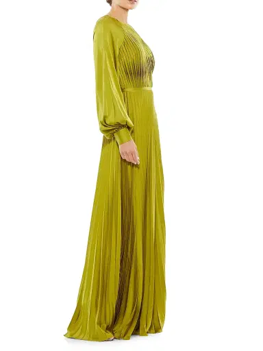 Mac Duggal Women's Ieena Pleated A-Line Chiffon Gown - Apple Green - Size 10 | Thumbnail 2 Mac Duggal Women's Ieena Pleated A-Line Chiffon Gown - Apple Green - Size 10 | Thumbnail 2