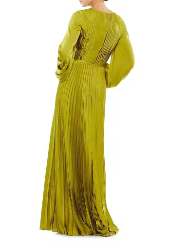 Mac Duggal Women's Ieena Pleated A-Line Chiffon Gown - Apple Green - Size 10 | Thumbnail 3 Mac Duggal Women's Ieena Pleated A-Line Chiffon Gown - Apple Green - Size 10 | Thumbnail 3