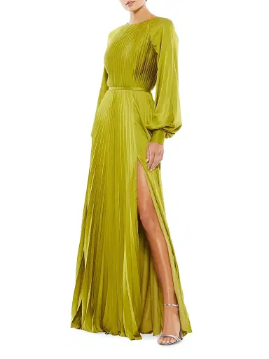 Mac Duggal Women's Ieena Pleated A-Line Chiffon Gown - Apple Green - Size 10 | Thumbnail 1 Mac Duggal Women's Ieena Pleated A-Line Chiffon Gown - Apple Green - Size 10 | Thumbnail 1