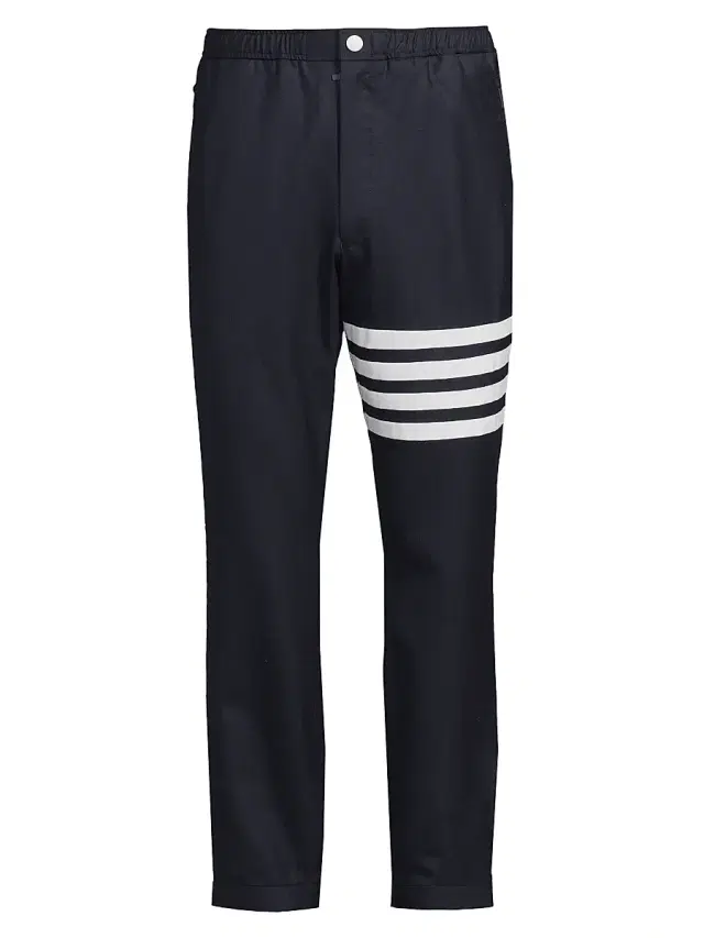 Thom Browne Men's Striped Snap-Front Elasticized Track Trousers - Navy