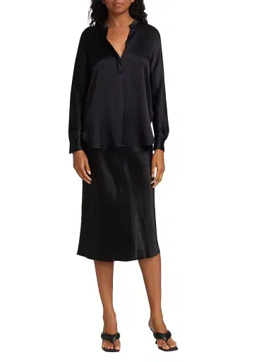 Vince Women's Silk Long-Sleeve Blouse - Black - Size 22 | Thumbnail 2