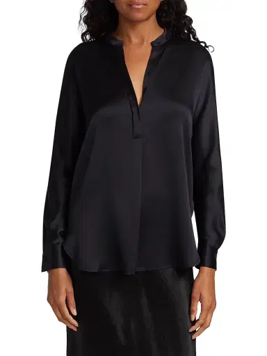 Vince Women's Silk Long-Sleeve Blouse - Black - Size 22 | Thumbnail 4