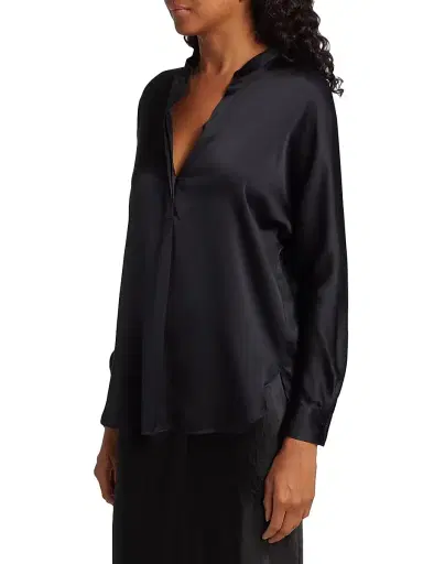 Vince Women's Silk Long-Sleeve Blouse - Black - Size 22 | Thumbnail 5