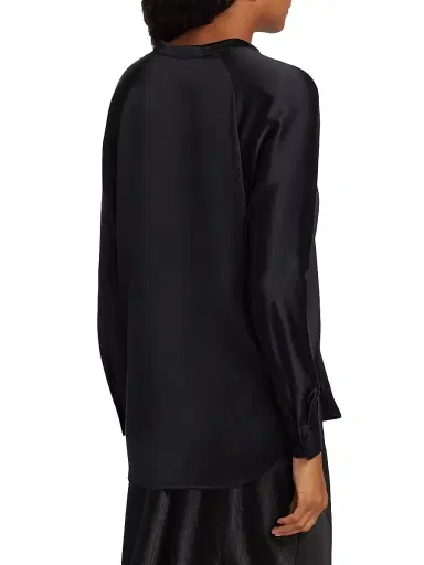 Vince Women's Silk Long-Sleeve Blouse - Black - Size 22 | Thumbnail 6
