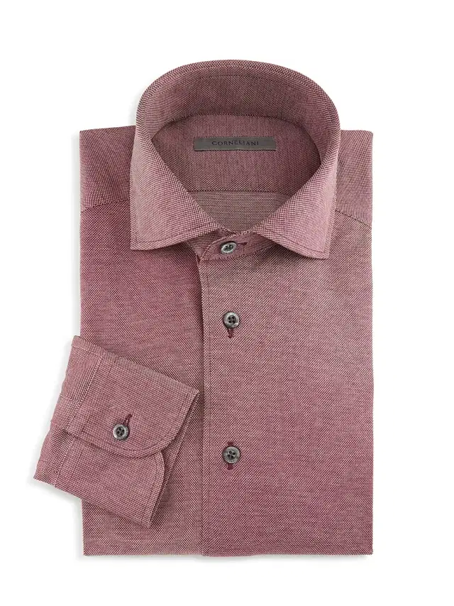 Corneliani Men's Cotton Pique Shirt - Rose