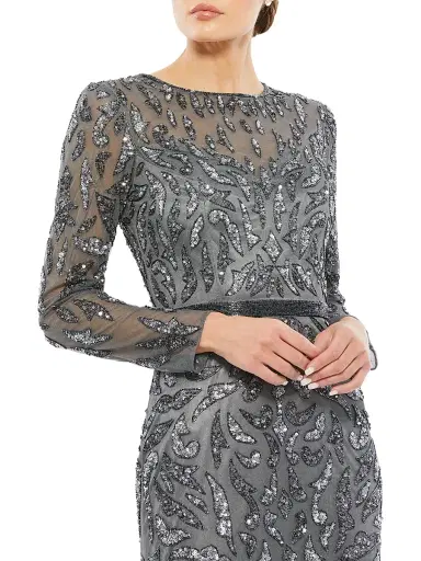 Mac Duggal Women's Illusion Sequin Gown - Charcoal - Size 24 | Thumbnail 4