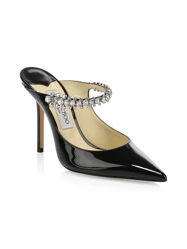 Jimmy Choo Women's Bing 100MM Embellished Patent Leather Mules - Black | Thumbnail 2 Jimmy Choo Women's Bing 100MM Embellished Patent Leather Mules - Black | Thumbnail 2