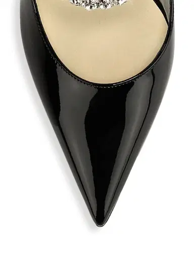 Jimmy Choo Women's Bing 100MM Embellished Patent Leather Mules - Black | Thumbnail 4 Jimmy Choo Women's Bing 100MM Embellished Patent Leather Mules - Black | Thumbnail 4