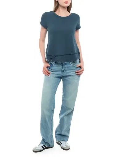 Wilt Women's Short Sleeve Mock Layer T-Shirt - Legion Blue | Thumbnail 2