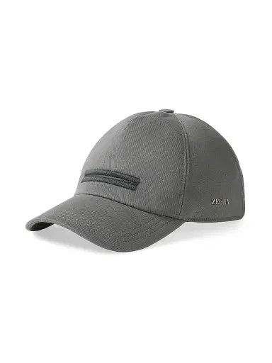 Zegna Men's Cotton Baseball Cap - Dark Taupe | Thumbnail 1