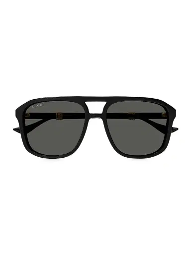 Gucci Men's Running Web GG1494S 57MM Navigator Sunglasses | Thumbnail 2