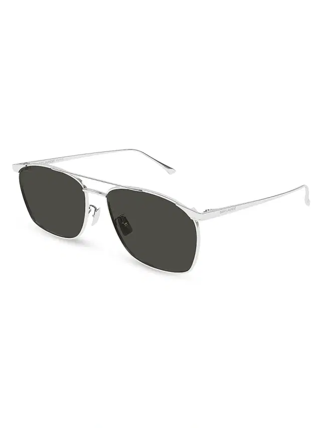 Saint Laurent Men's Fashion Metal 57MM Pilot Sunglasses - Silver Black