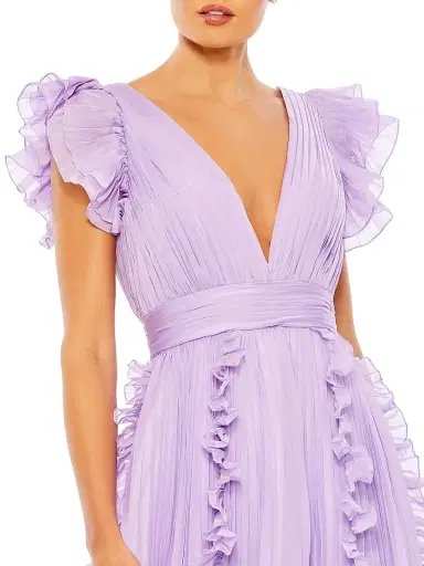 Mac Duggal Women's Ieena One Ruffled Chiffon A-Line Gown - Lilac - Size 20 | Thumbnail 3 Mac Duggal Women's Ieena One Ruffled Chiffon A-Line Gown - Lilac - Size 20 | Thumbnail 3