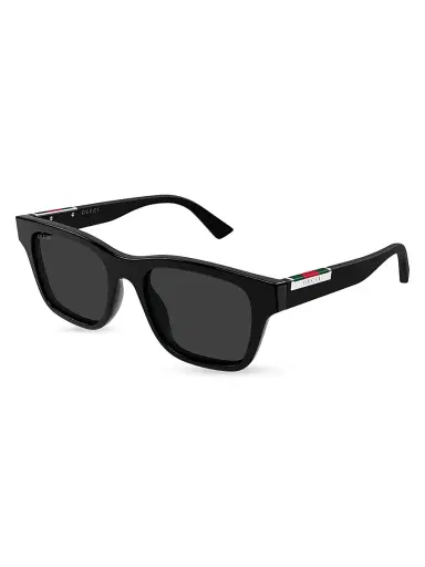 Gucci Men's Subtle Web Sporty 52MM Square Sunglasses - Black | Thumbnail 1