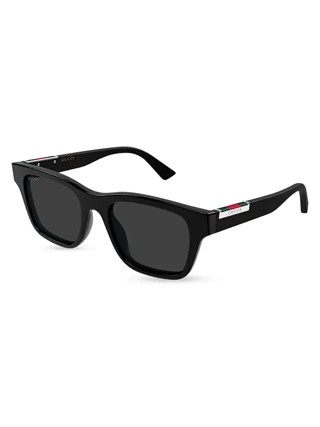 Gucci Men's Subtle Web Sporty 52MM Square Sunglasses - Black