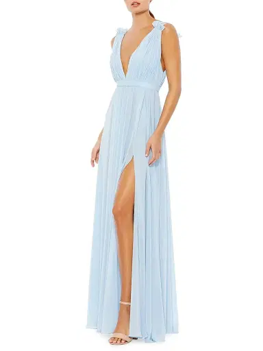 Mac Duggal Women's Ieena Pleated Chiffon Gown - Powder Blue - Size 14 | Thumbnail 1 Mac Duggal Women's Ieena Pleated Chiffon Gown - Powder Blue - Size 14 | Thumbnail 1