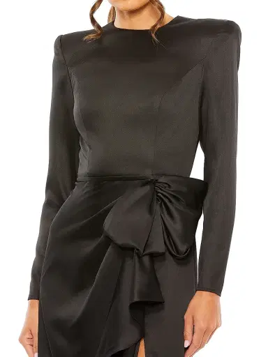 Mac Duggal Women's Satin Power Shoulder Gown - Black - Size 16 | Thumbnail 3