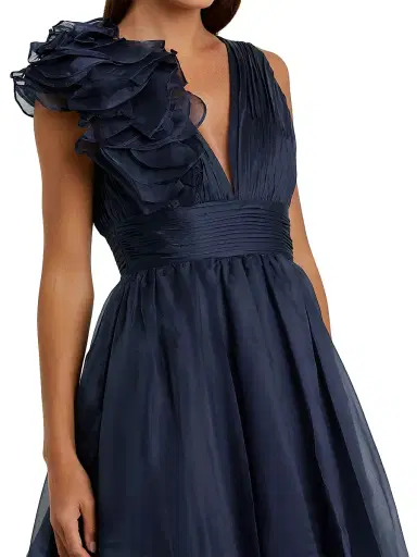 Mac Duggal Women's Chiffon Sleeveless Fit & Flare Midi-Dress - Midnight - Size 16 | Thumbnail 4