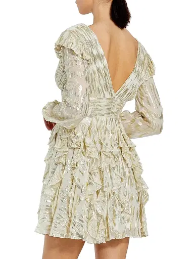 Mac Duggal Women's Ieena Metallic Ruffle Minidress | Thumbnail 3