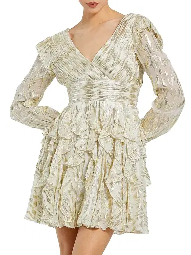 Mac Duggal Women's Ieena Metallic Ruffle Minidress | Thumbnail 1