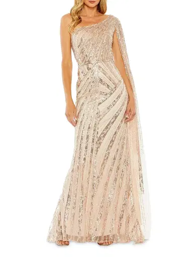 Mac Duggal Women's Asymmetric Sequined Gown - Rose Gold - Size 16 | Thumbnail 2