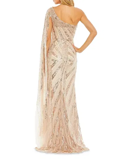 Mac Duggal Women's Asymmetric Sequined Gown - Rose Gold - Size 16 | Thumbnail 3