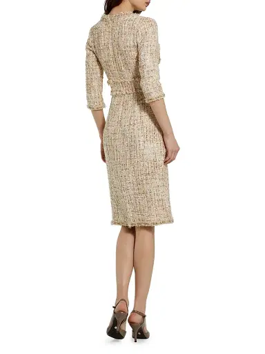 Mac Duggal Women's Beaded-Trim Tweed Midi-Dress - Blush - Size 14 | Thumbnail 2