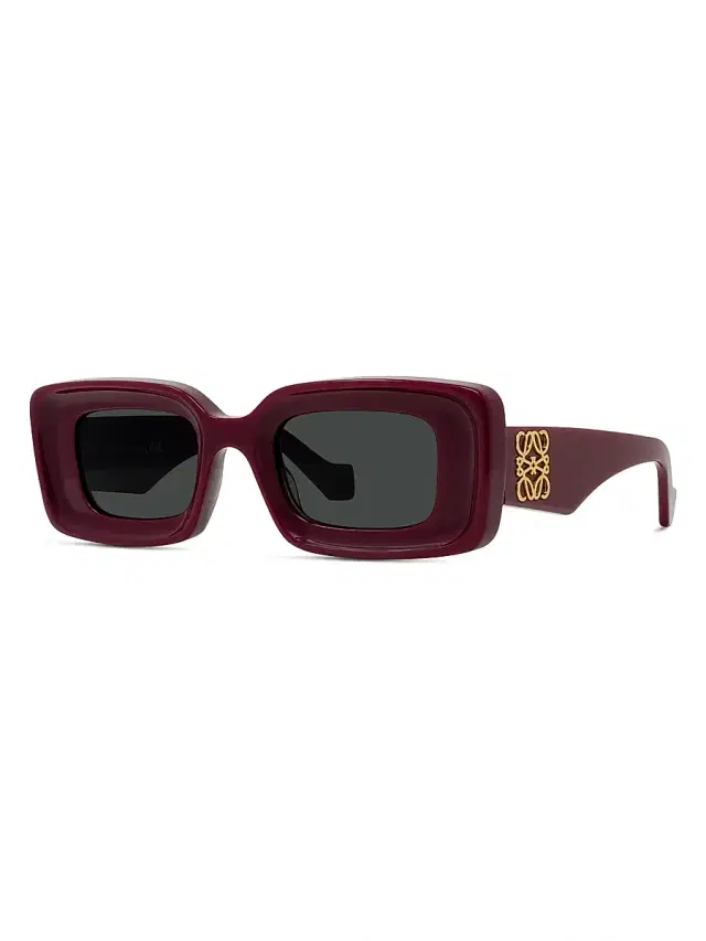 LOEWE Women's Chunky Anagram Rectangle Sunglasses - Shiny Red Smoke