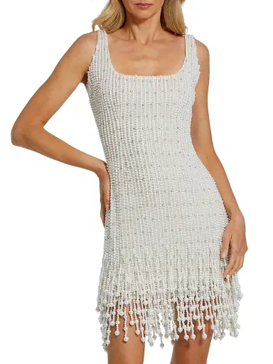 Mac Duggal Women's Imitation Pearl-Embellished Beaded Minidress | Thumbnail 1 Mac Duggal Women's Imitation Pearl-Embellished Beaded Minidress | Thumbnail 1