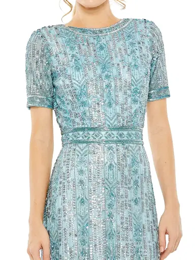 Mac Duggal Women's Cocktail Geometric Beaded Midi-Dress - French Blue - Size 20 | Thumbnail 4