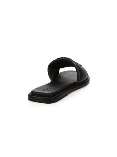 Tory Burch Women's Double-T Monogram Padded Leather Slide Sandals - Dolce De Leche - Size 5 | Thumbnail 2