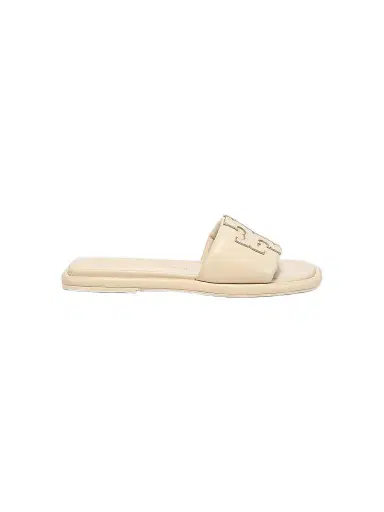 Tory Burch Women's Double-T Monogram Padded Leather Slide Sandals - Dolce De Leche - Size 5 | Thumbnail 1