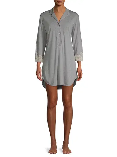 Natori Women's Lux Shangri-La Sleepshirt - Grey - Size XS | Thumbnail 2