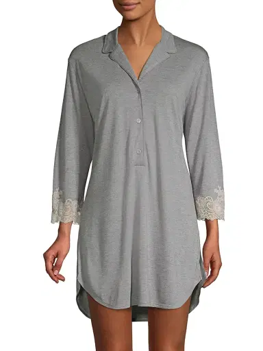 Natori Women's Lux Shangri-La Sleepshirt - Grey - Size XS | Thumbnail 1