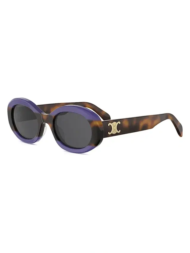 CELINE Women's TRIOMPHE 50MM Logo Oval sunglasses - Havana Purple Smoke