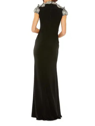 Mac Duggal Women's Embellished Crepe Column Gown - Black - Size 16 | Thumbnail 2 Mac Duggal Women's Embellished Crepe Column Gown - Black - Size 16 | Thumbnail 2