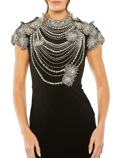 Mac Duggal Women's Embellished Crepe Column Gown - Black - Size 16 | Thumbnail 3 Mac Duggal Women's Embellished Crepe Column Gown - Black - Size 16 | Thumbnail 3