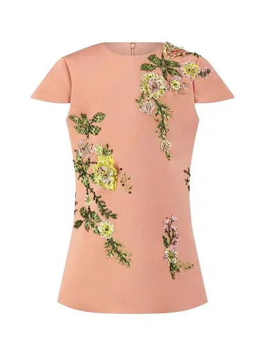 Mac Duggal Little Girl's & Girl's Embroidered Satin Minidress - Peach - Size 12 | Thumbnail 1