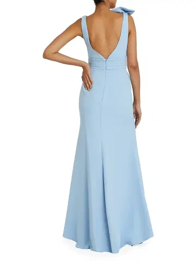 Mac Duggal Women's Bow V-Neck A-Line Gown - Powder Blue - Size 16 | Thumbnail 2