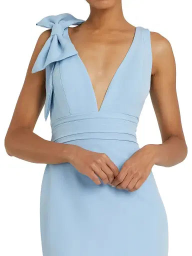 Mac Duggal Women's Bow V-Neck A-Line Gown - Powder Blue - Size 16 | Thumbnail 3