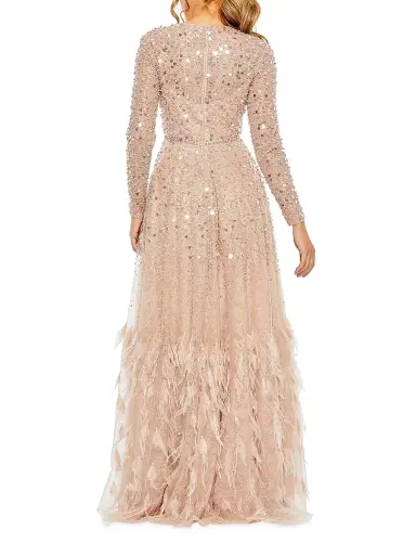 Mac Duggal Women's Sequin & Feather Embellished Gown - Dusty Rose - Size 18 | Thumbnail 2