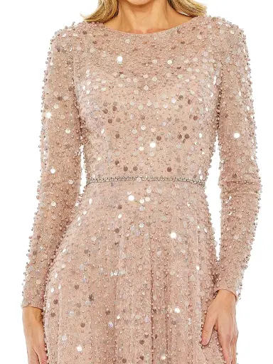 Mac Duggal Women's Sequin & Feather Embellished Gown - Dusty Rose - Size 18 | Thumbnail 3